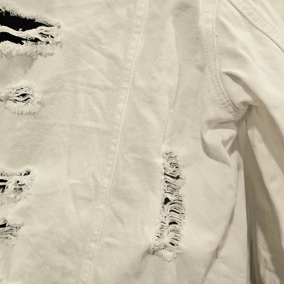 White Distressed Denim Jacket - Picture 6 of 7